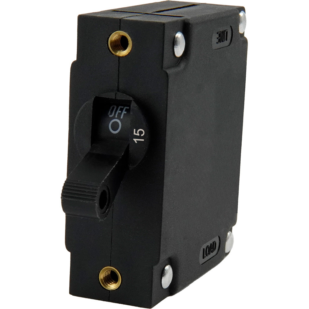 Egis A Series Black Toggle Panel Mount Circuit Breaker Single Pole 15A 321115